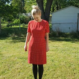 Eat Your Heart Out Mickey - Vintage (80s/90s) Red Polka Dot Dress - Petite 10